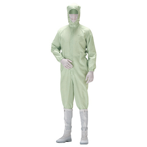 作業服 ｸﾘｰﾝｳｪｱ ﾌｰﾄﾞ一体型つなぎ服 C1550G ｸﾞﾘｰﾝ M 1着画像