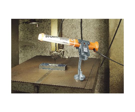 マグクリップ　丸型マグネット付（ワンタッチ解除レバー付）高さ250mm ワンタッチ解除レバーが見える、上部からのアングルのクリアなマグネット。
