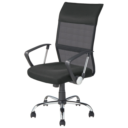 ﾊｲﾊﾞｯｸ爽快ﾒｯｼｭﾁｪｱ 肘付 ﾌﾞﾗｯｸ 1脚画像