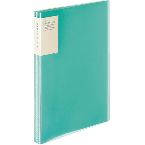 ｸﾘﾔｰﾌﾞｯｸ(ｷｬﾘｰｵｰﾙ) 固定式･背ﾎﾟｹｯﾄ A4ﾀﾃ 40ﾎﾟｹｯﾄ 背幅22mm 緑 1ｾｯﾄ(6冊)画像