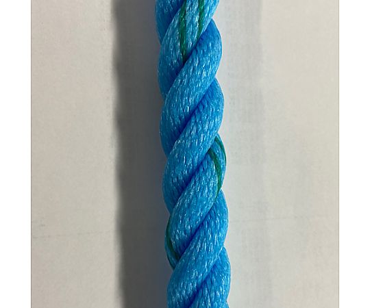 16mmx200m ポリエチレンロープ(三つ打ち) 紐状に巻かれたポリエチレンロープが直立している様子