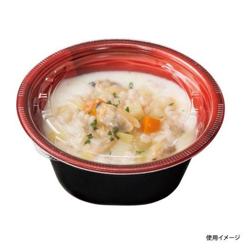 スープ容器 ホット ほっこり 145-60B ソワレレッド リスパック 赤いスープ容器が真上から見える状態