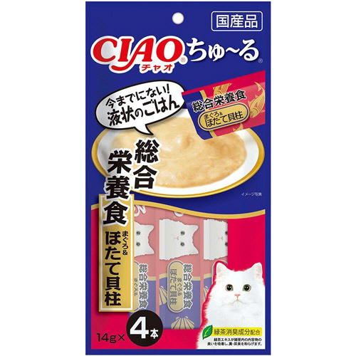 ﾁｬｵ ちゅーる 総合栄養食 まぐろ&ほたて貝柱 1ｾｯﾄ(24本:4本×6ﾊﾟｯｸ)画像