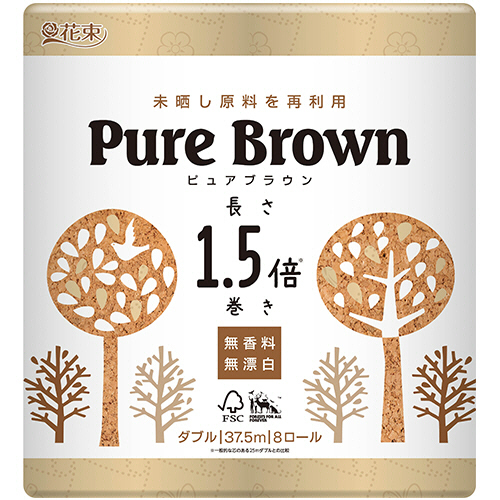 ﾄｲﾚｯﾄﾍﾟｰﾊﾟｰ花束ﾋﾟｭｱﾌﾞﾗｳﾝ1.5倍巻W 芯有 37.5m 1ﾊﾟｯｸ(8ﾛｰﾙ)画像