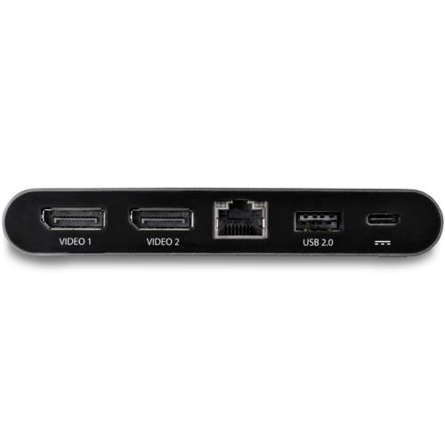 USB　Type-C接続マルチアダプタ　ブラック　1個 上面から見た、シンプルなデザインのコネクタが並ぶ状態