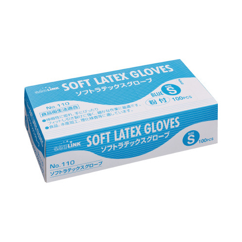 ソフトラテックスグローブ　粉付　Ｓ　ブルー１００枚画像