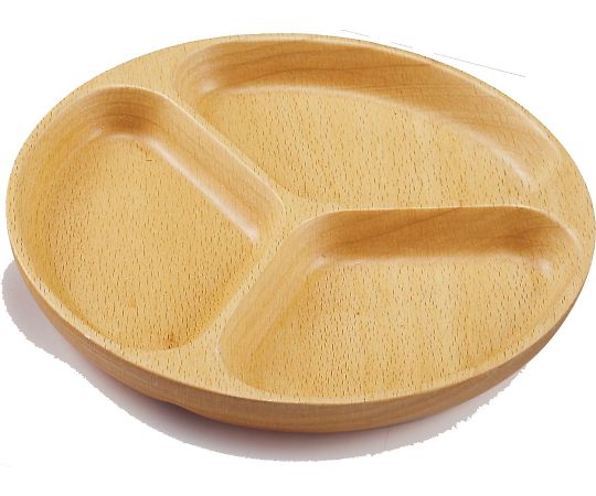 ブナ　丸プレート　3ツ仕切り　14.5