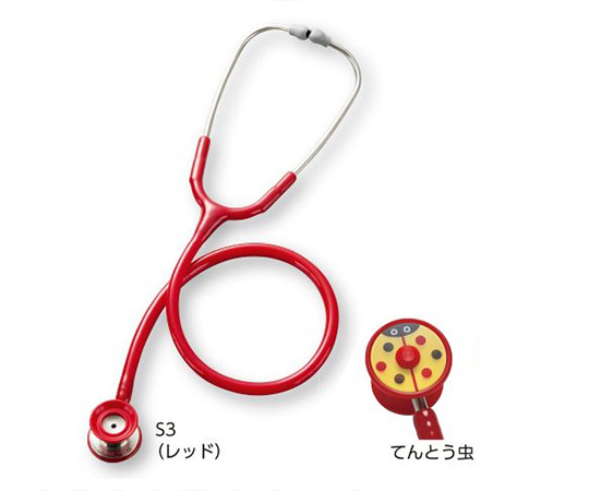 ゼラメド聴診器　コスモリット(ダブルタイプ)　新生児用　ネオ　レッド　てんとう虫柄画像