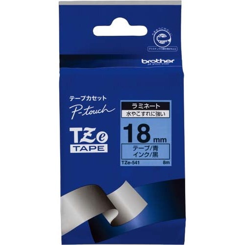 ピータッチ　ラミネート青色テープ１８ｍｍ　黒文字画像