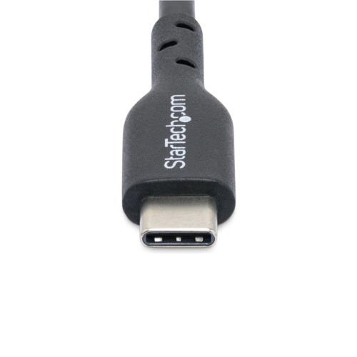 USB-C充電ケーブル　Type　C(オス)-Type　C(オス)　4m　ブラック　1本 艶やかなブラックの長いケーブルが伸びている状態