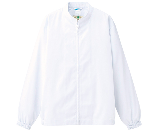 白衣　食品産業向け　男女共用　長袖ブルゾン　上　ブロード　超薄　ホワイト　L画像