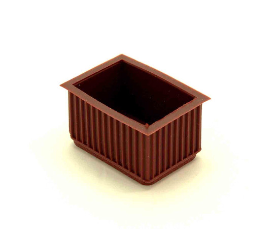 イスキャップ　角脚用　茶　対象脚サイズ24mm 部分的に透明な茶色のキャップが、角脚用に設計された様子