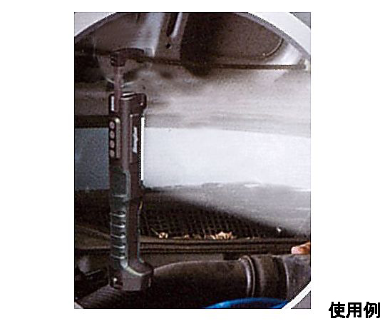 [単3x4本]作業灯/LED(マグネット・フック付) マグネットとフックを装着したLED作業灯が横向きに置かれた状態。