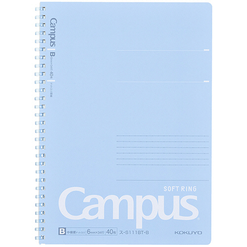 ｷｬﾝﾊﾟｽ ｿﾌﾄﾘﾝｸﾞﾉｰﾄ(ﾄﾞｯﾄ入り罫線 ｶｯﾄｵﾌ) ｾﾐB5 B罫 40枚 ﾌﾞﾙｰ 1ｾｯﾄ(5冊)画像