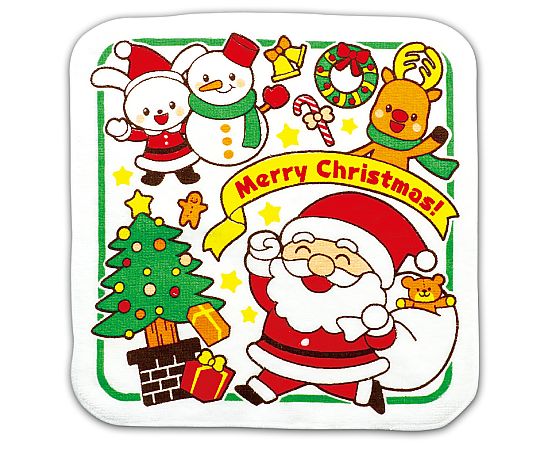 クリスマスタオルハンカチ（サンタとゆかいななかまたち）画像
