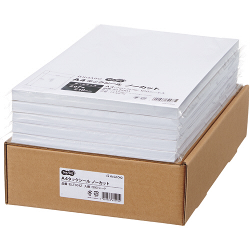 A4ﾀｯｸｼｰﾙ 業務用 ﾉｰｶｯﾄ 1箱(500ｼｰﾄ:100ｼｰﾄ×5冊)画像