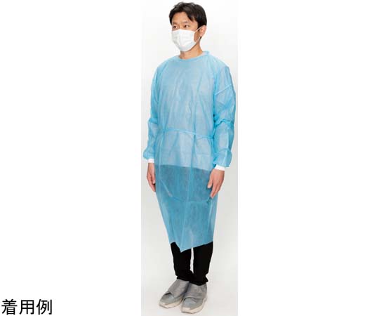アイソレーションガウン（非防水-リブ袖）個包装 青 100枚入り画像