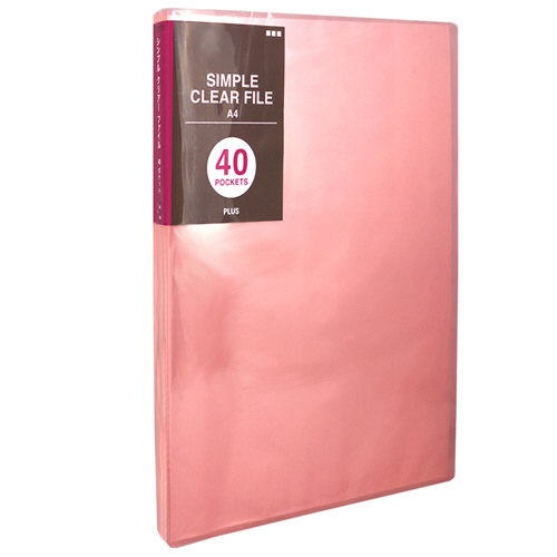 ｼﾝﾌﾟﾙｸﾘｱｰﾌｧｲﾙ A4ﾀﾃ 40ﾎﾟｹｯﾄ 背幅20mm ﾋﾟﾝｸ 1冊画像