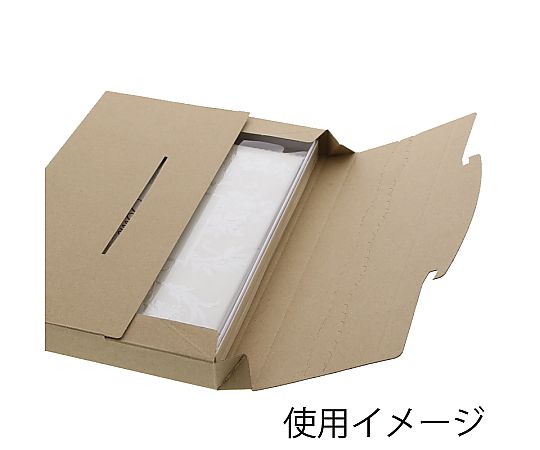 ダンボール　ラクポスBOX　305-30　10枚 潰れた状態の段ボールが数枚並んでいる様子