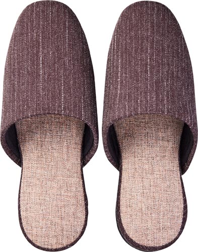 ステッチ柄ツートンスリッパ　ダークブラウン×５画像