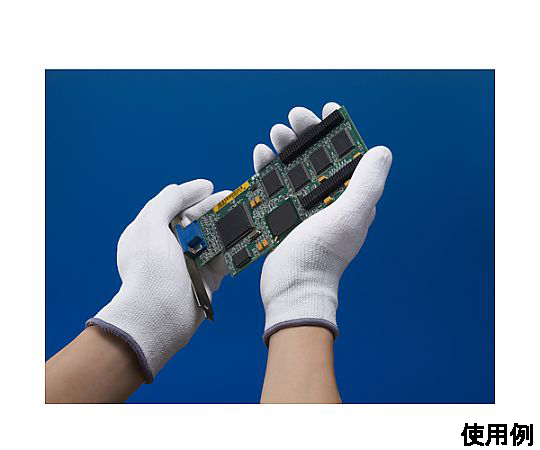 [S] 手袋(耐切創/高強度ポリエチレン・ポリウレタン) 手のひら部分が見える角度で撮影され、細かなテクスチャと色合いが強調された状態