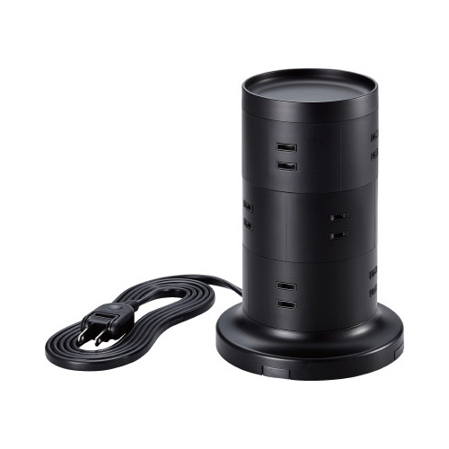 タワー型　電源タップ　コンセント　ブラック　１２口画像