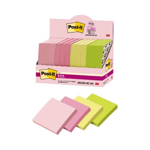 強粘着マルチカラー４　７５×７５　４色　１２冊画像