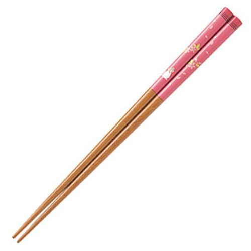 箸 20.5cm 四季ウサギ乾漆 木製 ピンク画像