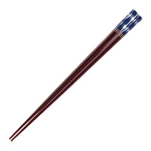 箸 23.5cm アクリア 切子 木製 天然木 漆 青画像