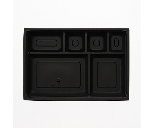 弁当容器 ワン折重 底 81×55Y 黒 25枚入 黒い重箱の側面が見える状態、25枚入りの内容量を示すパッケージデザイン。