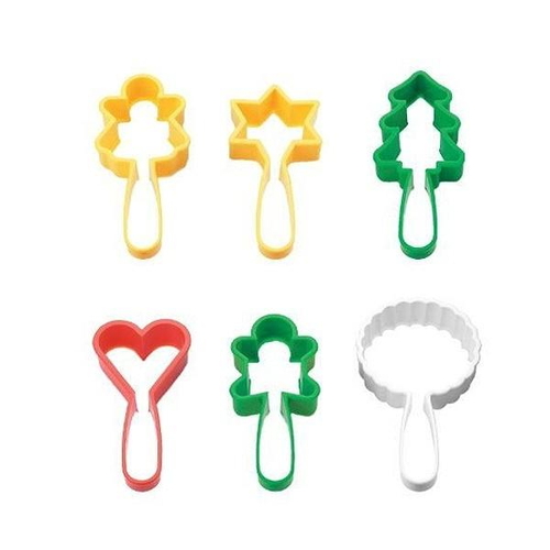 クッキー型 抜き型 星 ツリー ハート 人形 花 6個セット プラスチック製画像