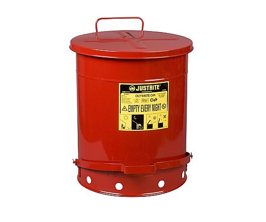 φ408×514mm/53L 工業用ダスト缶（セーフティー） 直立したダスト缶の滑らかな表面と取っ手のデザインが見える状態