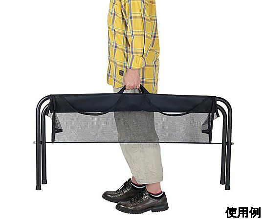1100x360x 400mm ベンチ(ポータブル/ブラック) 黒いポータブルベンチが平置きされた状態、側面のデザインが明瞭に見える。
