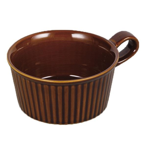 とんすい カップ型 持ち手付き ファントゥクックシリーズ スープカップ 陶器 食器 ブラウン画像