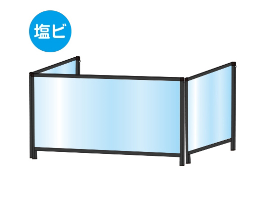 ブラックパーテーションスタンド　三面　450×900mm　ロウ　（塩ビ仕様）画像