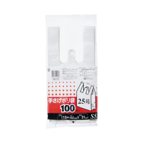 厚口手さげポリ袋２５号厚み０．０１５半透明１００枚画像