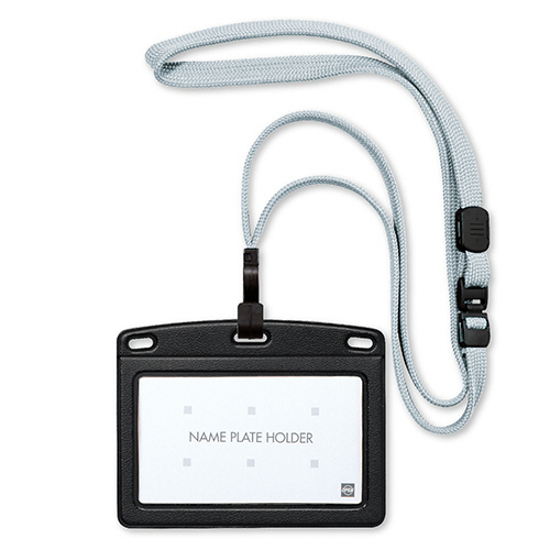 吊り下げ名札 ﾌｯｸ式 ﾚｻﾞｰ調 ﾖｺ名刺ｻｲｽﾞ ｸｰﾙｸﾞﾚｰ/黒 1ｾｯﾄ(10個)画像