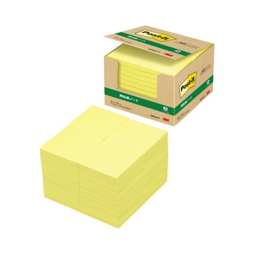 ポストイット　再生紙ノート　７５×７５　黄　４０冊画像