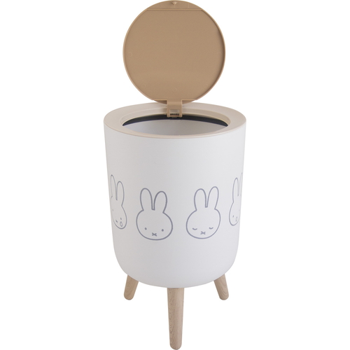 ゴミ箱　miffy　小物入れ兼ダストボックス 白い背景に置かれた、かわいらしいキャラクターがデザインされたダストボックスの側面が見える状態
