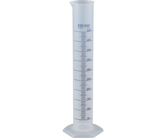 メスシリンダー　500ml　青目盛付　PP製