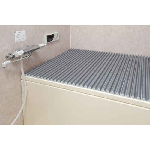 風呂ふた シャッター M-14 70×140cm 用 Ag銀イオン イージーウェーブ 商品が開封された状態で、表面のデザインとテクスチャーが鮮明に見える。