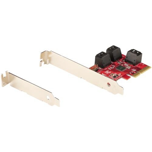 SATA　6ポート増設PCI　Expressインターフェースカード　1個 基板の横に取り付け用スロットが見える状態