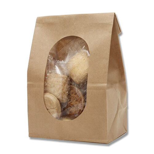 アレンジ自在！クラフト窓付き角底袋