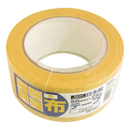 オカモト 布テープカラー 黄 50mm×25m OD001Y画像