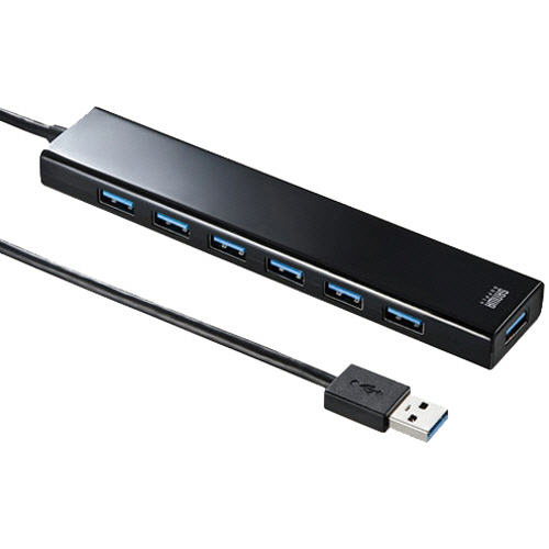 急速充電ﾎﾟｰﾄ付きUSB3.2Gen1 7ﾎﾟｰﾄﾊﾌﾞ ﾌﾞﾗｯｸ 1個
