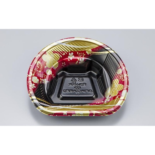 シーピー化成 どんぶり容器 BFツイスト半月3 春菜赤 本体画像