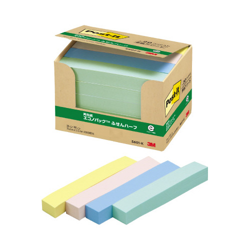 ポストイット　再生紙ふせん７５×１２．５混色２０冊画像