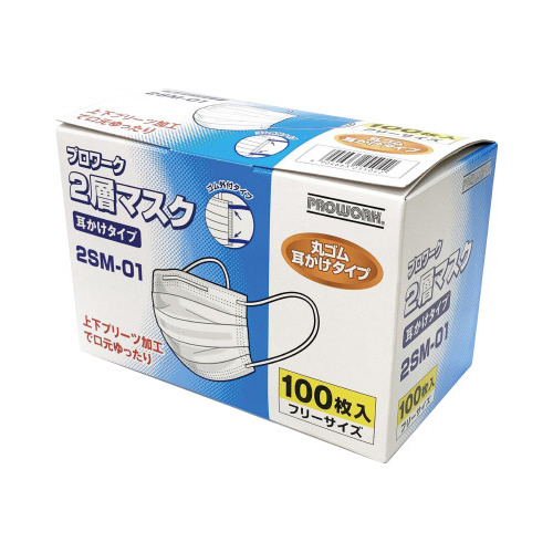 プロワーク２層マスク耳掛けタイプ１００枚入画像
