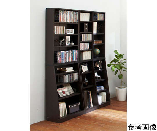 大容量ホームシェルフ　W60　ダークブラウン ダークブラウンの棚板が透けて見えるオープンな収納部分