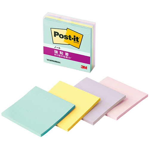 ﾎﾟｽﾄ･ｲｯﾄ 強粘着ﾉｰﾄ ﾏﾙﾁｶﾗｰ5 75×75mm 4色 1ｾｯﾄ(40冊:4冊×10ﾊﾟｯｸ)画像